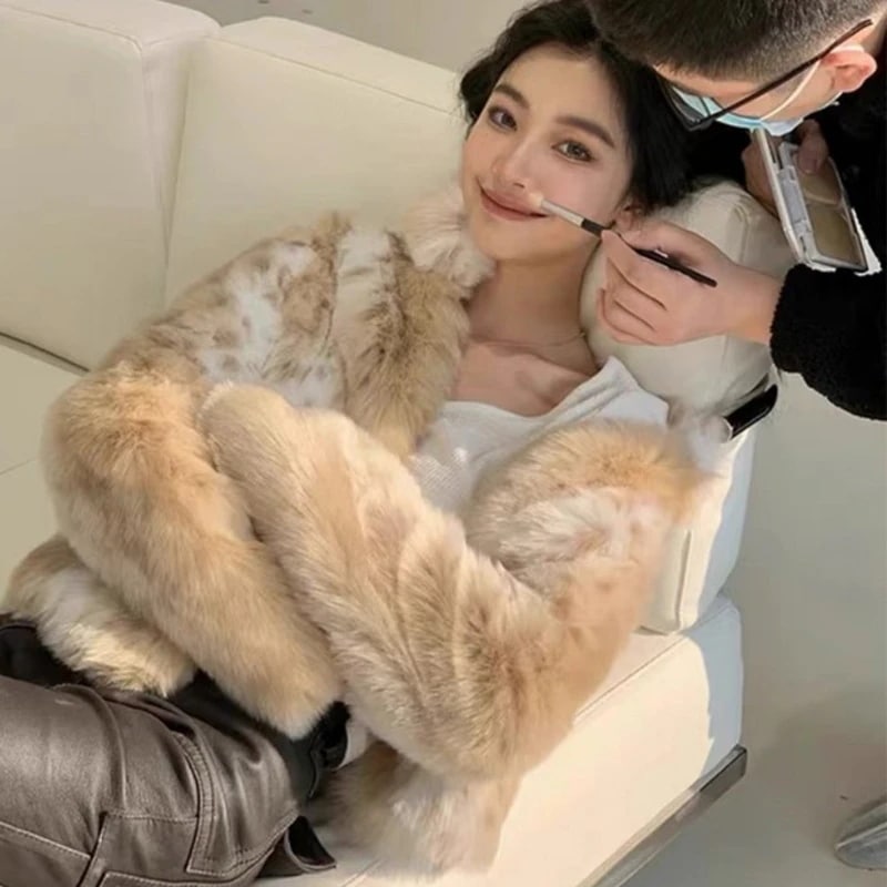 人気商品 レディースファージャケットショートヒョウ柄スタンドカラー厚みのあるトップスファッショナブルで多用途