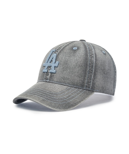 【MLB】 BASIC DENIM UNSTRUCTURED BALL CAP LA CHARCOAL GREY キャップ 正規品