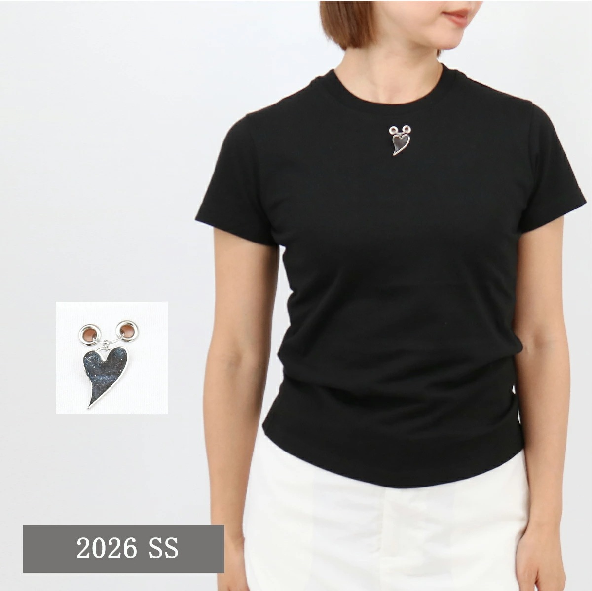 Tシャツ ZF5JS02 半袖 コットン HEART CHARM SLIM FIT T-SHIRT チャーム ハートロゴ SS TEE レディース ブランド