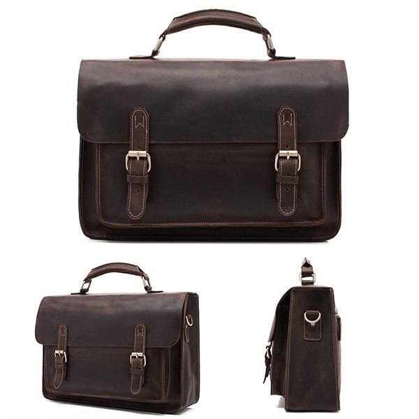 ビジネス 男女兼用 斜め掛け ブリーフケース メッセンジャーバッグ 鞄 牛革 軽量