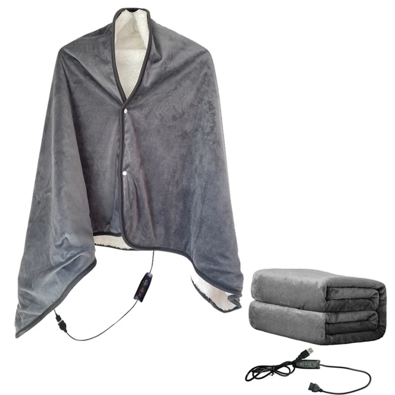電気毛布 掛け敷き 電気ブランケット 3段階温度調節 電熱肩掛け毛布 USB充電 ひざ掛け 冬対策 防寒対策 加熱毛布 オフィス/寝室/車用/キャップ 洗濯可能 保温