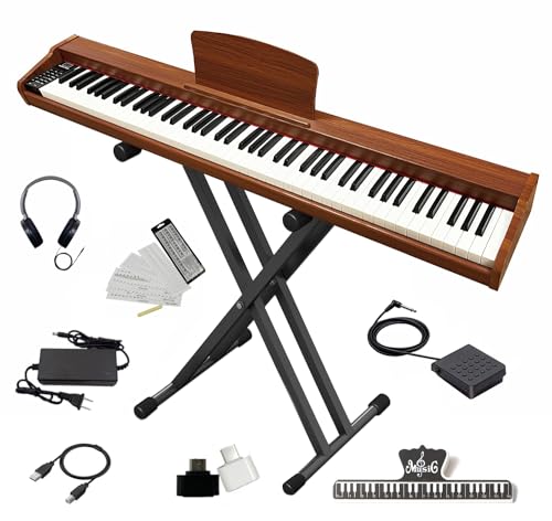 【木製電子ピアノスタンドセット 】Longeye ロンアイ 電子ピアノ 88鍵盤 MOLD2 スタンド付き 日本語表記 二つヘッドホン同時使用 MIDI端子対応 10mmストローク 380種類音色 移