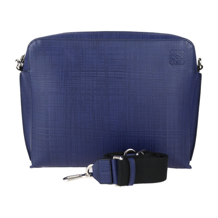 超美品 LOEWE ロエベ ショルダーバッグ 316.60.P63 ゴヤ レポーター カーフレザー ブルー系 シルバー金具 アナグラム メッセンジャーバッグ 本物保証 中古 64,680円