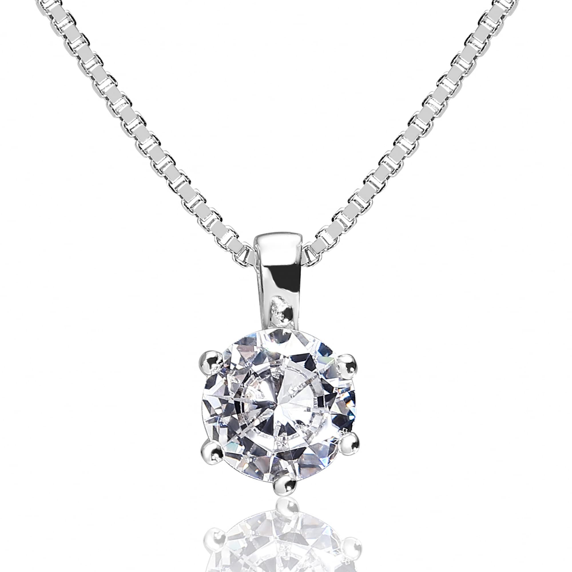 A neige ネックレス レディース メンズ 人気 スワロフスキー ジルコニア採用 一粒 1カラット 6mm シルバー925 ベネチアンチェーン 50cm フリーアジャスター 金属アレルギー対応