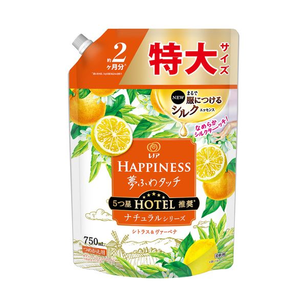 （まとめ） P＆Gレノアハピネス 夢ふわタッチ シトラス＆ヴァーベナの香り つめかえ用 特大サイズ 750ml 1パック [x5セット]