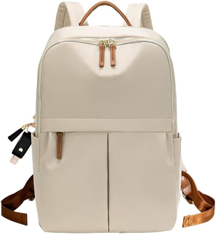 PCリュック PCバッグ レディース ビジネスリュック PC収納 パソコンリュック きれいめ 軽量 大容量 シンプル A4 16インチPC対応 背面ポケット( ベージュ(Lサイズ))