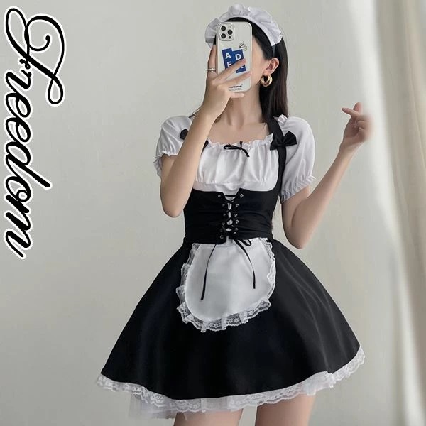 メイド エプロン メイド服 メイドカフェ アキバ コスプレ コスチューム ゴスロリ ロリータ アイドル 萌え 舞台 ステージ 衣装 制服 地下アイドル イベント ハローウィン インスタ 撮影 編み上