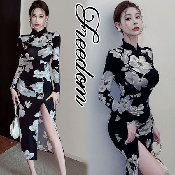 チャイナドレス セクシー セクシーチャイナ パーティー チャイナドレス チャイナ ロング ドレス コスチューム コスプレ 衣装 キャバ パーティー イベント インスタ 撮影 アイドル セクシーな脚