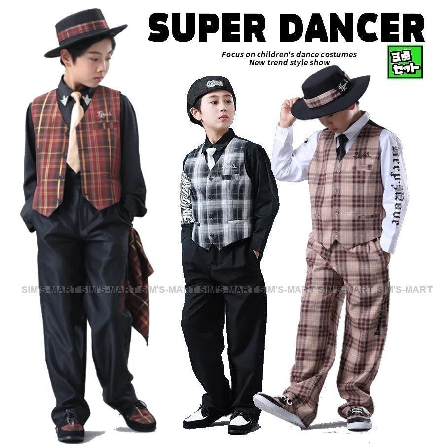 新作即納ロックダンス衣装 ダンス衣装 キッズ 子供 人 メンズ レディース ダンスウェア キッズダンス衣装 チェック柄 スーツ ベスト スラックス 赤 ベージュ グレーロックダンス衣装 ダンス衣装