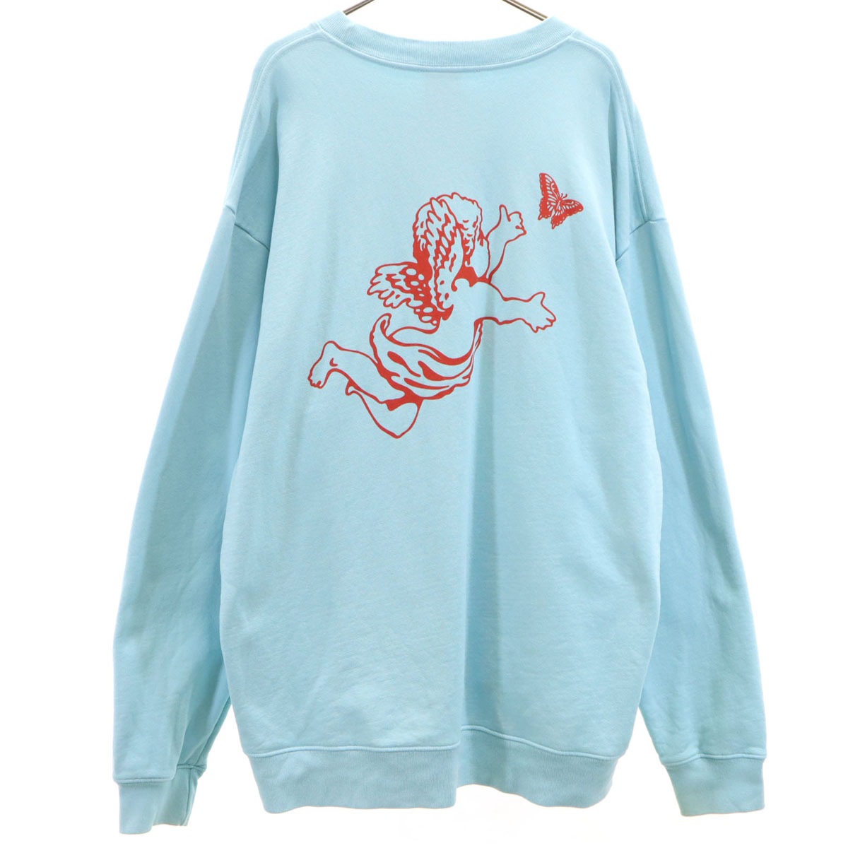 Girls Dont Cry ガールズドントクライ バックプリント エンジェル 長袖 スウェット トレーナー XL 水色 天使 メンズ 古着