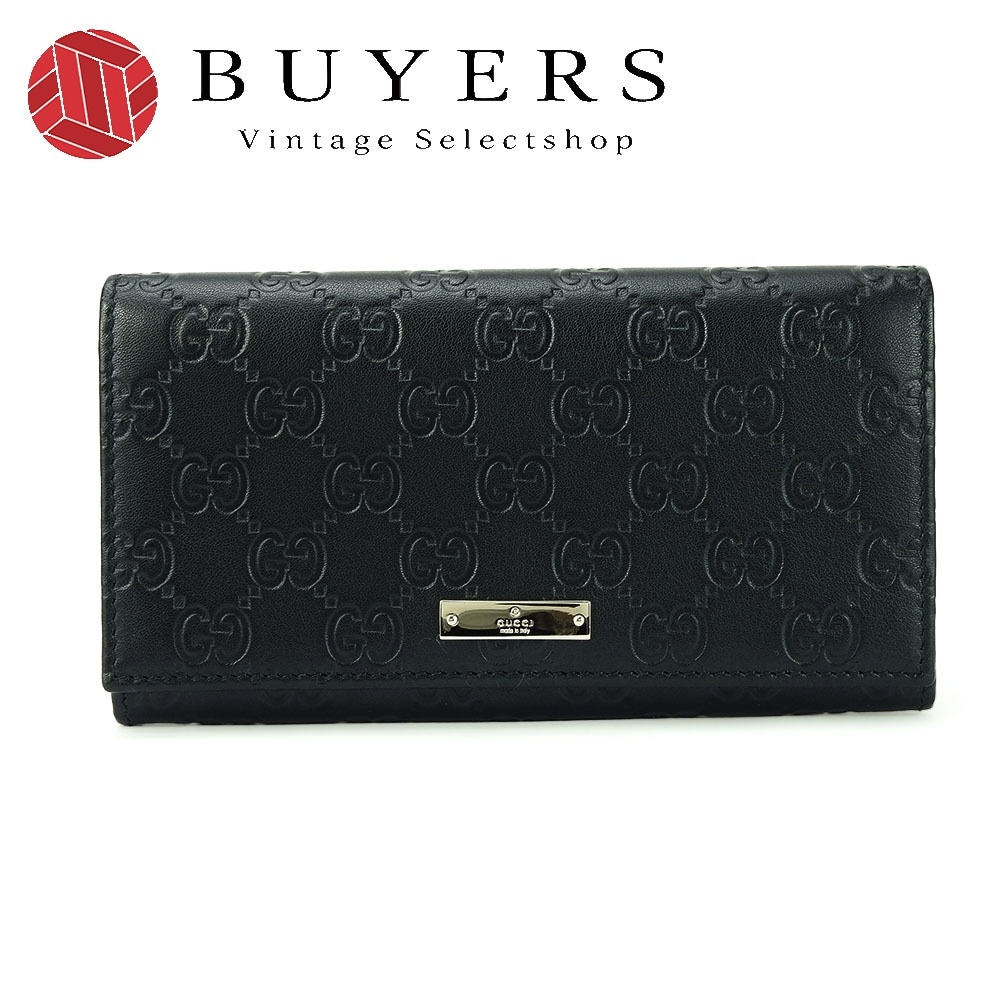 中古 長財布 244946 グッチシマ シマレザー ブラック ゴールド金具 普段使い 小物 レディース 女性