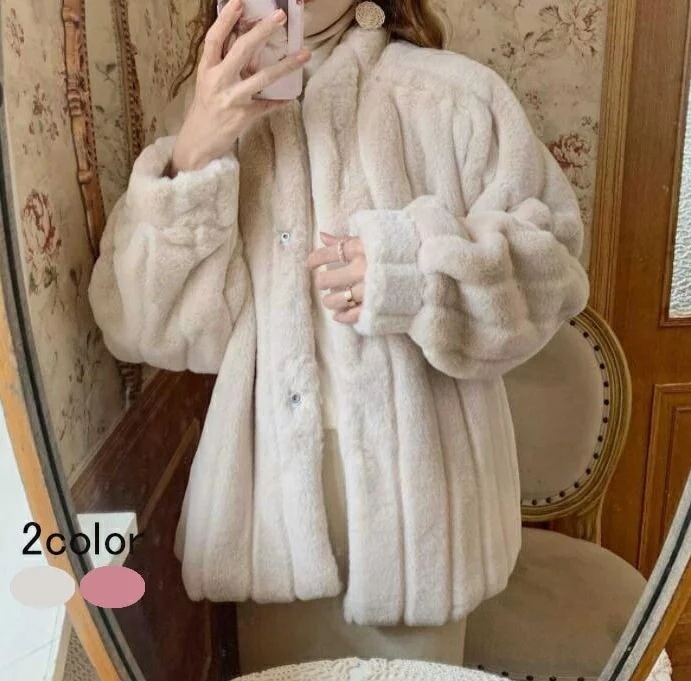 フェイクファーコートレディース毛皮コート冬服立ち襟もこもこ暖かいショート丈ジャケット韓国風アウター上品大人着痩せ304050カジュアルきれいめ上品大人あたたかい通勤OL