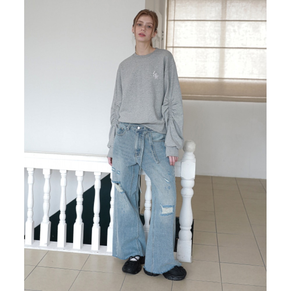 LOSSYROW ロープダメージウォッシングジーンズライトブルー 10,025円