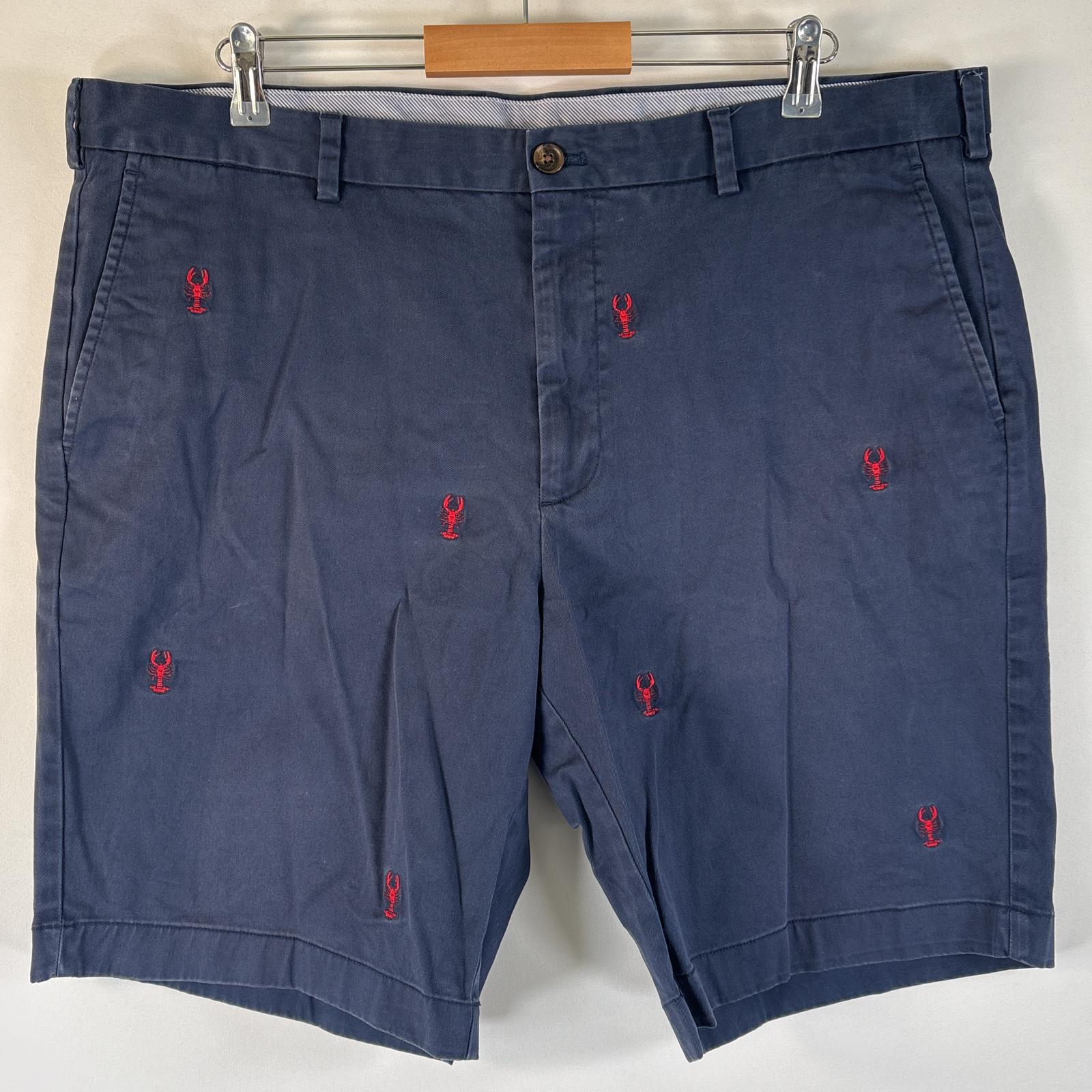 古着 ショートパンツ 半ズボン ザリガニ 短パン ロブスター 大きいサイズ w42 ネイビー 総柄 メンズ
