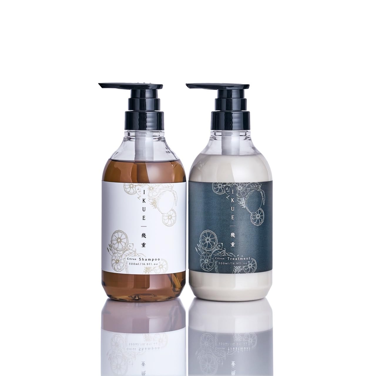 IKUE 幾重 シャンプー＆トリートメント シトラスの香り 500mlセットサロン品うねり・パサつきケア 美容室仕様 保湿・低刺激処方