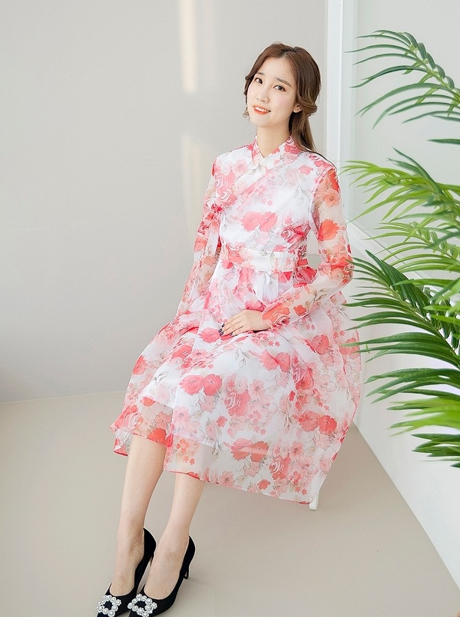 韓国伝統女性用改良韓服 優雅で魅惑的なカジュアル服 チョリックワンピース 春夏秋(S,M,Lサイズ) その他 サイズ 注文製作