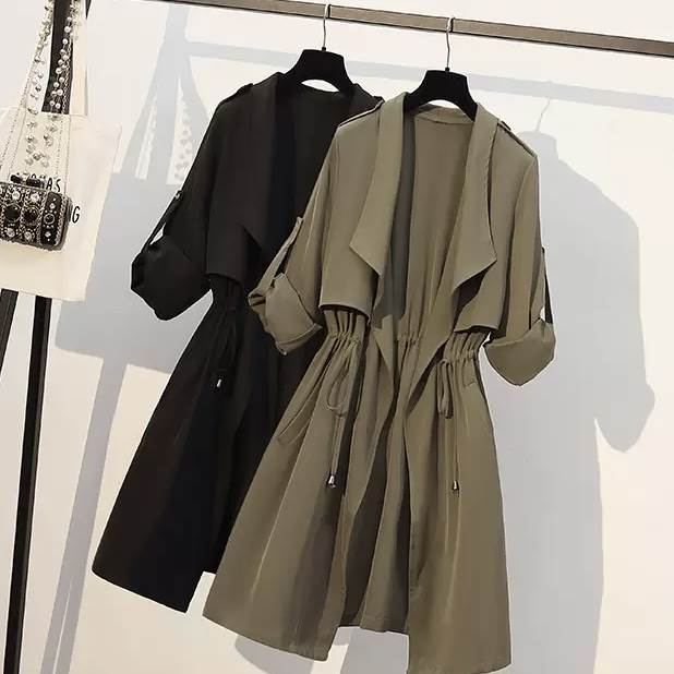 アウター レディース コート 薄手 トレンチ風 上着 カーキ ブラック 大きいサイズ L XL 2XL 3XL 4XL プラス オーバー ルーズ カジュアル キレイめ Xライン シンプル こなれ感 主