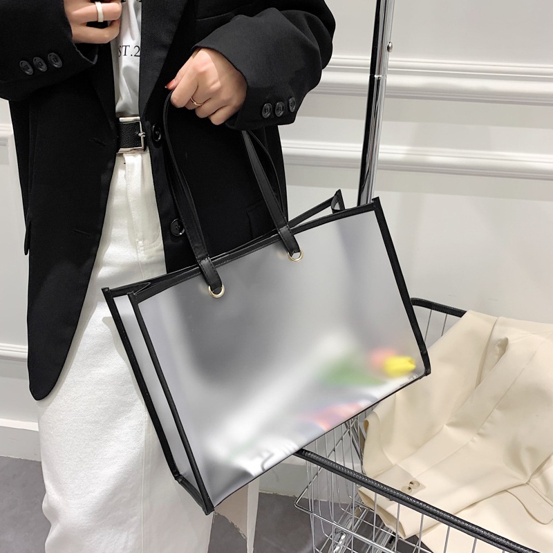 大容量トートバッグ かたかた掛け つや消し バッグインバッグ クリアバッグ 使い方自由！2wayバッグ 手提げバッグ スマホポーチ