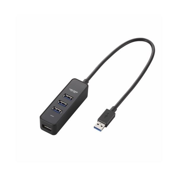 （まとめ）エレコム マグネット付き4ポートUSB3.0ハブ U3H-T405BBK(×2セット)