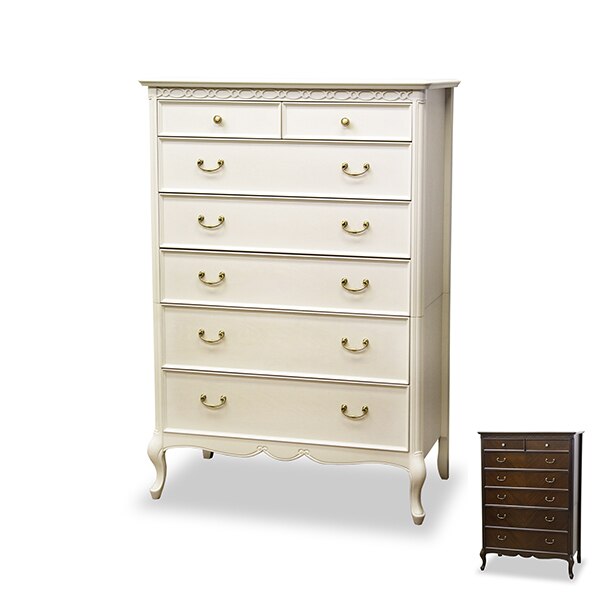 ハイチェスト 6段 洋タンス クラシック調 猫脚 フルール 幅90cm 開梱設置