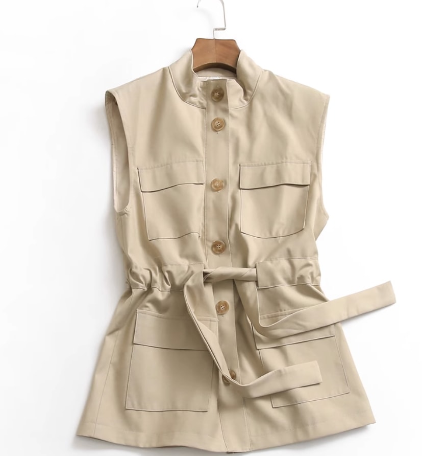 トップス デート モテアイテム ベスト トレンチ ノースリーブ ウエストライン 大人可愛い きれいめ 上品 おしゃれ かっこいい 大人可愛い ラブリー キュート ガーリー クール モード系 セクシー