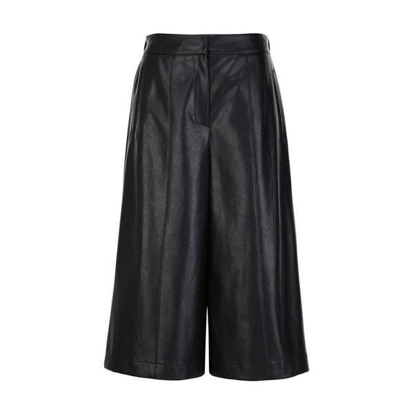 [26SS] ブラックレザーキュロットパンツ DLPA6B210BB
