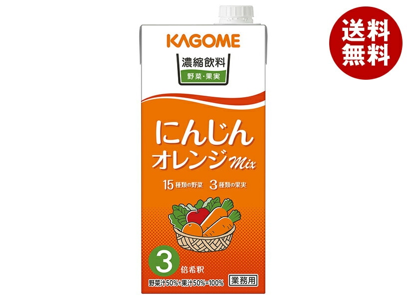 カゴメ 濃縮飲料 にんじん・オレンジミックス(3倍希釈) 1L紙パック×6本入×(2ケース)