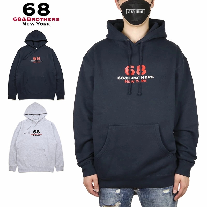 68&BROTHERS プルオーバーパーカー 68アンドブラザーズ トップス フーディー メンズ レディース ブランド 大きいサイズ おしゃれ 黒 013