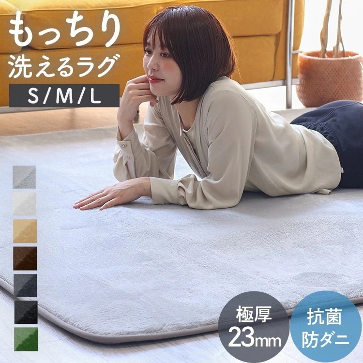【選べるサイズ】即納 ラグマット 3畳 洗える ラグ カーペット ふわふわ 2畳 北欧 絨毯 ホットカーペット 床暖房 抗菌 防臭 防ダニ もちもち かわいい 厚手 23mm オールシーズン