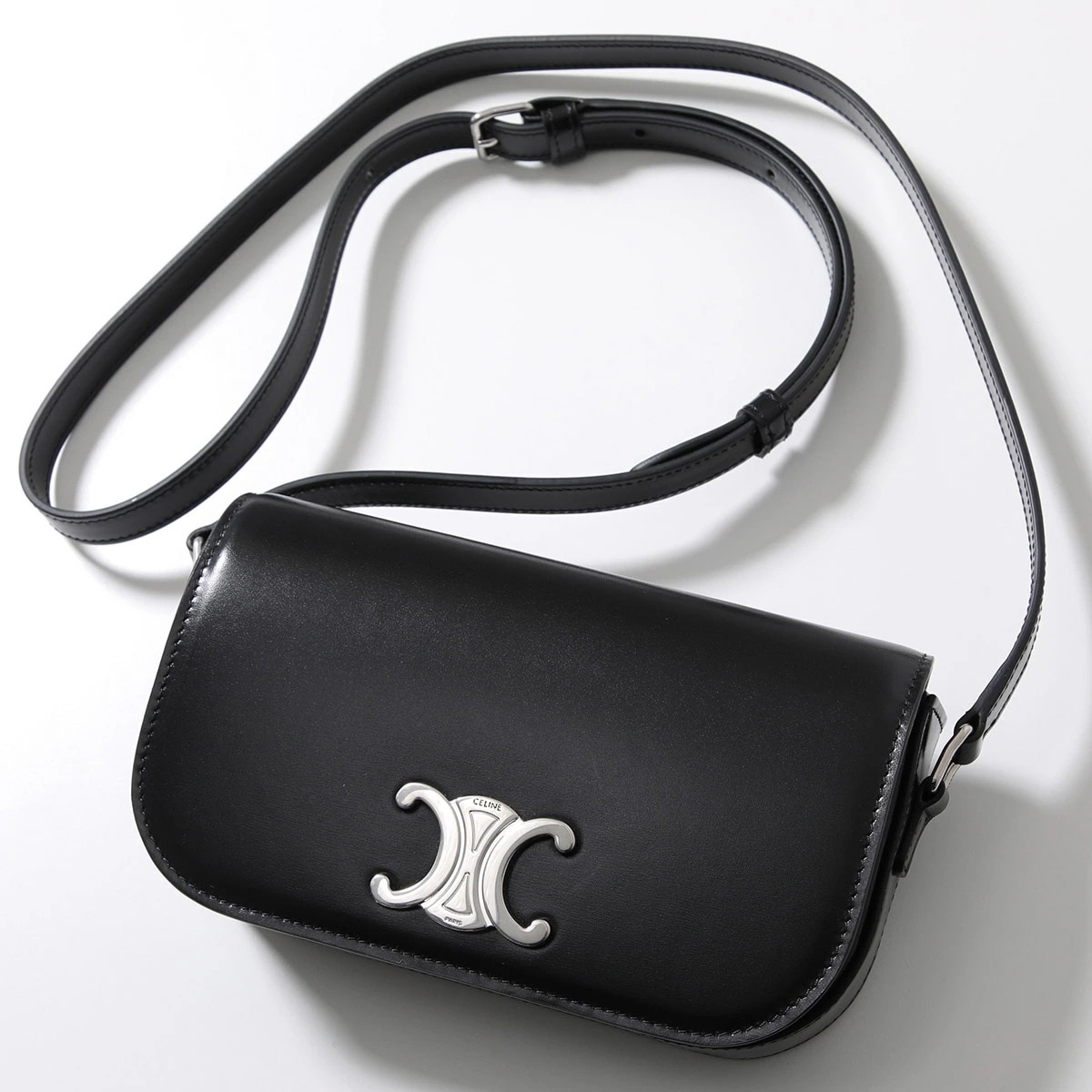 CELINE セリーヌ ショルダーバッグ 117893BF4.38SI メンズ SMALL スモール Triomphe トリオンフ レザー クロスボディ ポシェット 鞄 Black