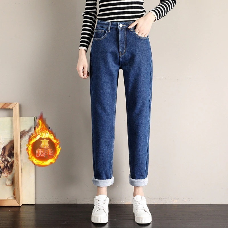 デニムパンツレディースジーンズ裏起毛裏ボア暖かい秋冬暖パン厚Gパンボトムス脚脚長保温防風おしゃれカジュアル
