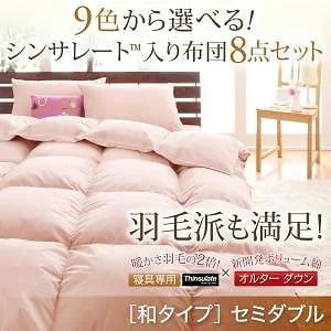 9色から選べる シンサレート入り 布団 8点セット 和タイプ セミダブル モカブラウン