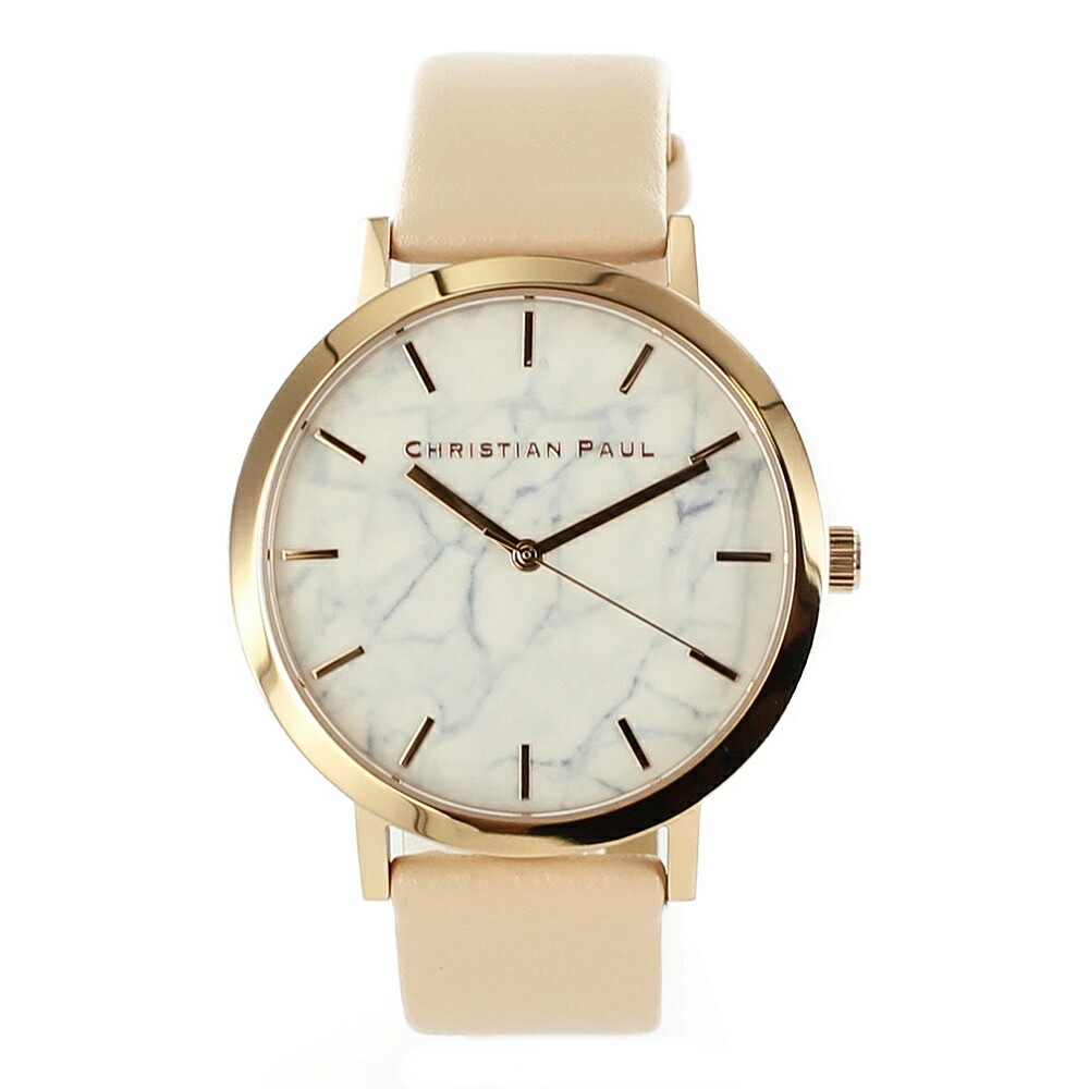 クリスチャンポール 時計 メンズ レディース 腕時計 手表 43mm ホワイトマーブル 大理石柄 ベビーピンクレザー MR-07 誕生日プレゼント ポイント消化 9,675円