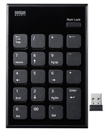 他サイト： サンワサプライ 2.4GHzワイヤレスUSBテンキー NTWL21BKの商品画像