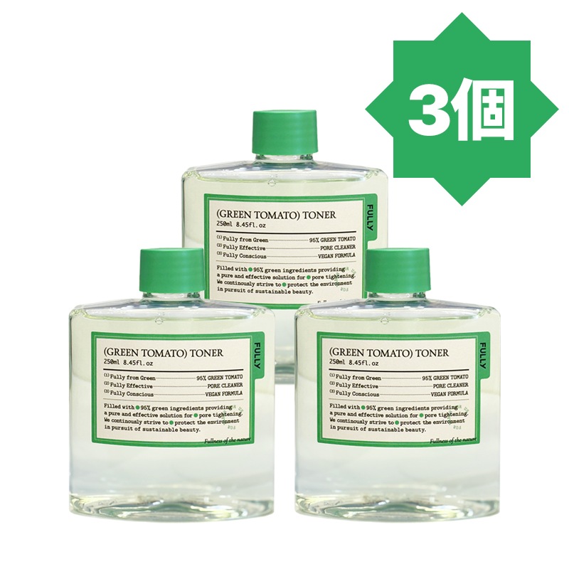 [100% 正規品] 「3個セット」 フリーグリーントマトトナー250ml*3 / 毛穴 乾燥肌 保湿 敏感肌 潤い スキンケア 角質 老廃物 ヴィーガン 大容量
