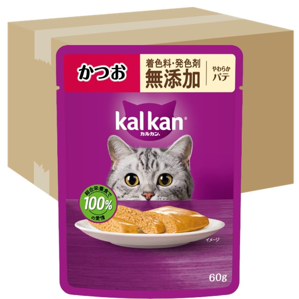カルカン パウチ パテ 1歳から 60g×120袋（12袋入り×10箱） 着色料・発色剤 無添加 かつお 成猫用 やわらかパテウェットフード キャットフード 総合栄養食 水分補給 毎日食べることを考え