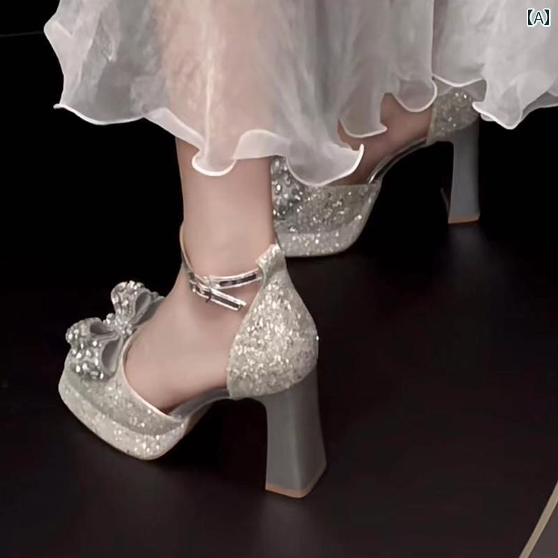 【今季トレンド】ヒール レディース パンプス 美脚 メアリージェーン 靴 ラインストーン 結婚式 靴 メイン ウェディング ブライダル シューズ 厚 防水 靴 厚手 ヒール ハイヒール