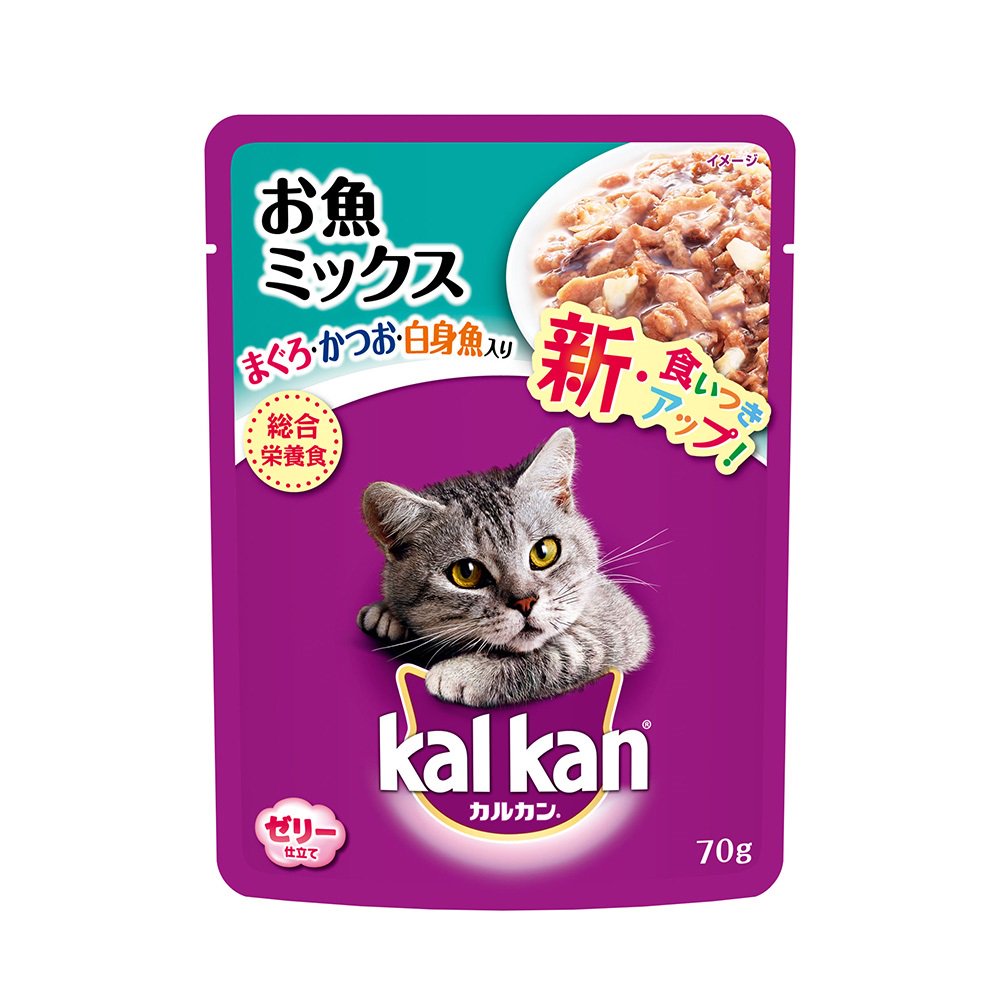 パウチ　お魚ミックス　まぐろ・かつお・白身魚入り　７０ｇX１６０袋　キャットフード　成猫用　マース　ＣＲＣ35―20―70―20―55