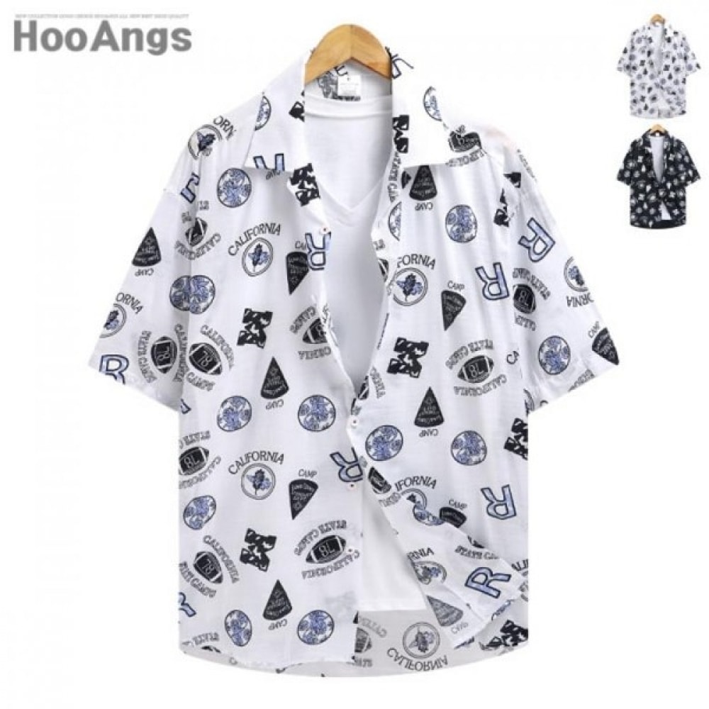 (Juans) オーバーフィットカリフォルニアプリント半袖シャツ SMST1247