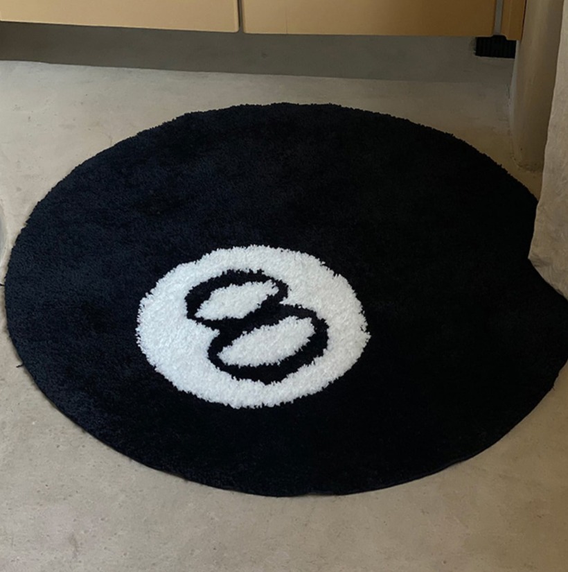 ビリヤード ラグ 円型 モダン モノクロ 韓国雑貨