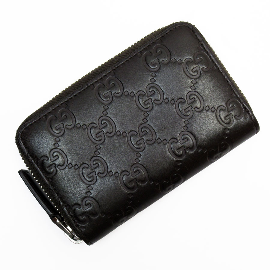 グッチ GUCCI カードケース コインケース グッチシマ レザー ダークブラウン シルバー ユニセックス 255452 w0864