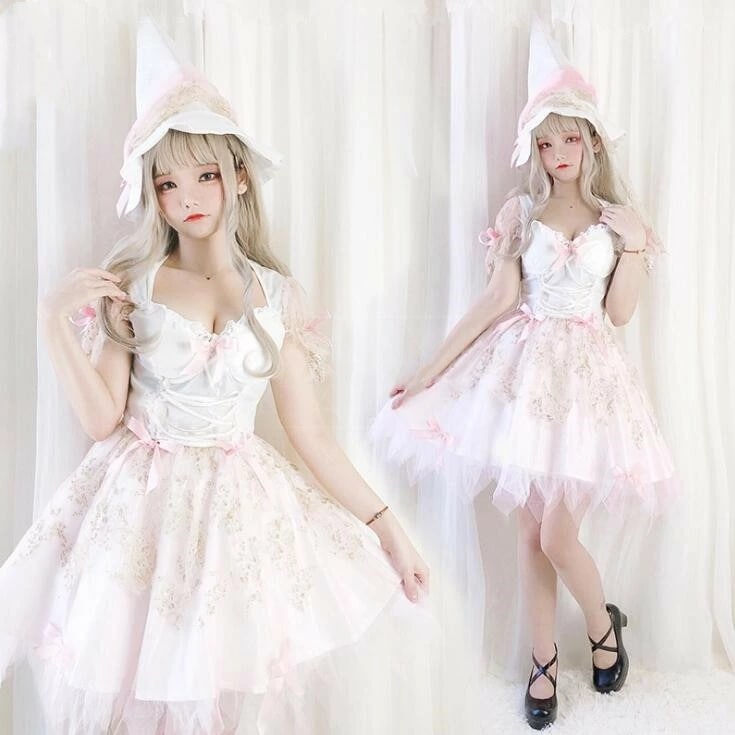 ハロウィン コスプレ 仙女 精霊 お化け レディース ハロウィン衣装 ロリータワンピース ドレス＋帽子 cosplay 文化祭 学園祭 コスチューム 可愛い ロリータ服 レースワンピース