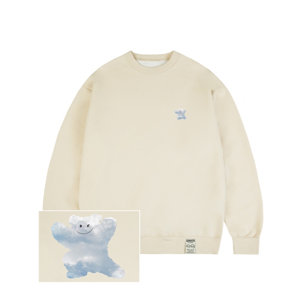 グレイバースモールクラウドベアスマイルスウェットシャツクリーム