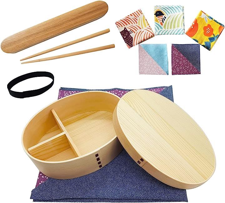 曲げわっぱ 弁当箱 700ml 白 選べる風呂敷 フルセット リバーシブル 紺紫( 白フルセット　リバーシブル紺/紫)