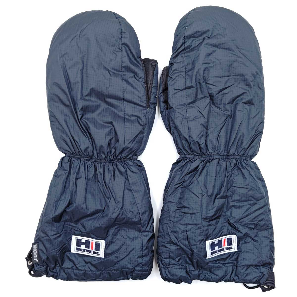 【中古】HERITAGE ヘリテイジ ダウンミトン 手袋 WINDSTOPPER 羽毛 ネイビー アウトドア 防寒