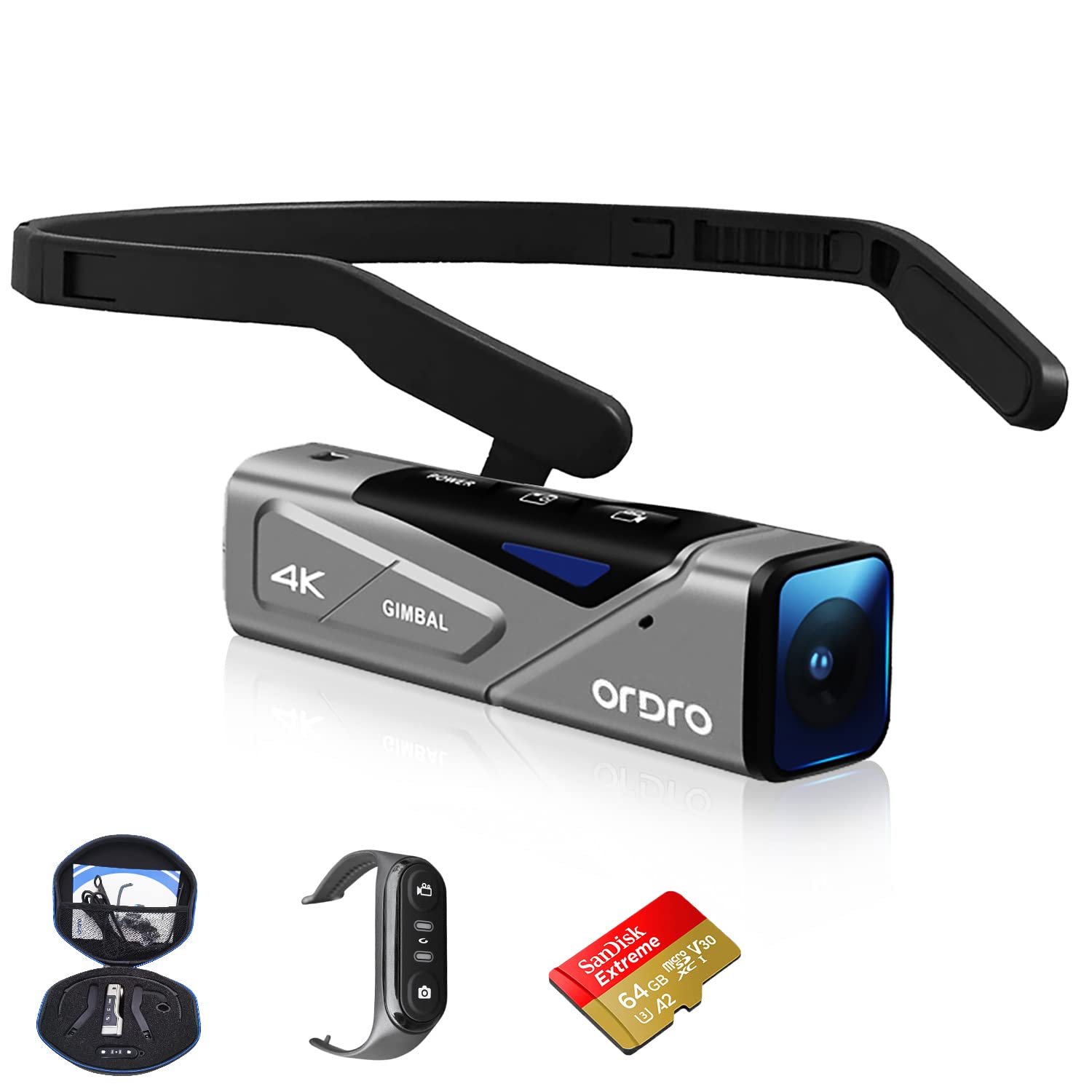 4Kビデオカメラ EP7ミニボディカメラウェアラブルカムコーダースマートフォンへのWiFi接続64GB microSDXCリモコン付属