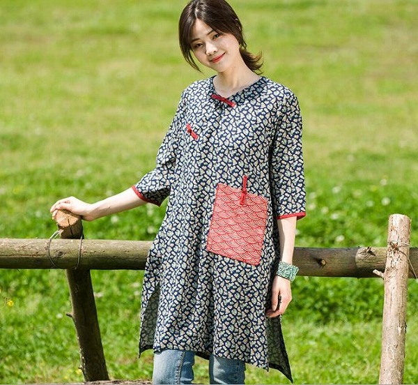 綿麻トップス 春夏 婦人服 ママトップス プリントシャツ カジュアルウェア 半袖丈トップス