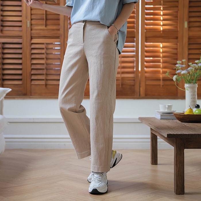 [韓国ファッション] 女性用ドゥイッベンディントレンディロングスパンワイド日面パンツ