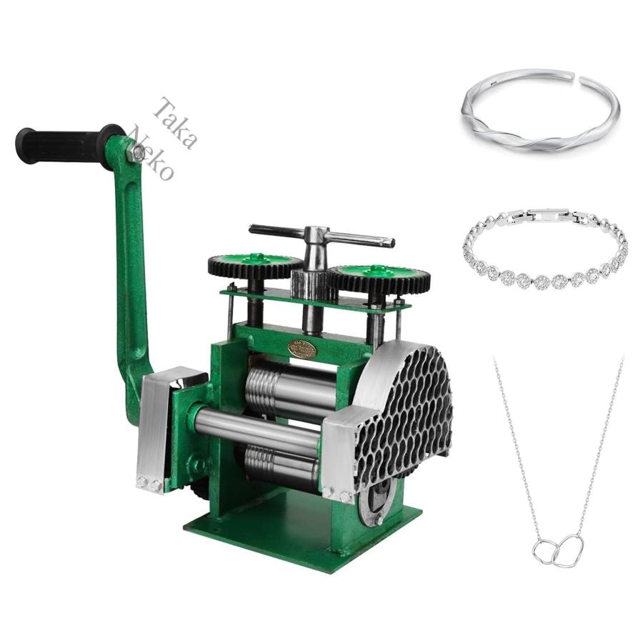 圧延機 手動圧延機 彫金工具 手動ローリングミルマシン 75mm 彫金ローラー ジュエリー圧延機 錆び防止 ジュエリー打錠 金と銀のジュエリー 冷間圧延金属用 鉄素