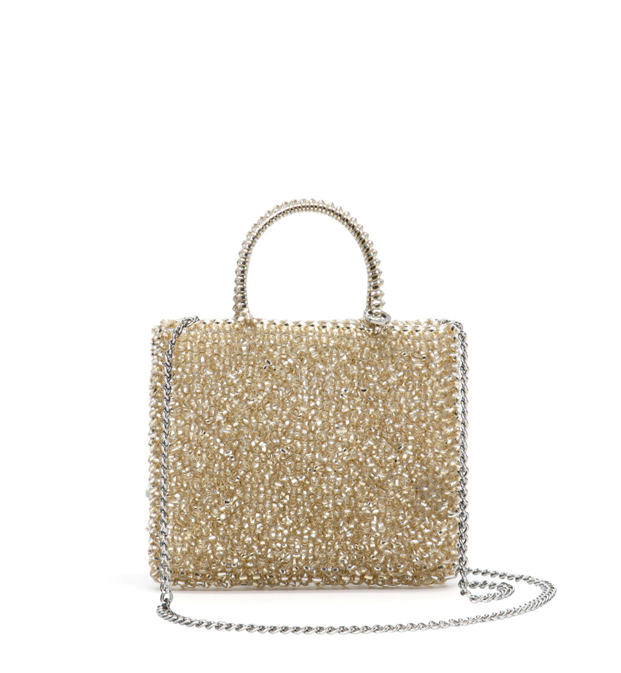 ワイヤーバッグ スタンダード ミニアトゥーラ シルバーゴールド PB21F12045 ミニバッグ バッグ レディース　結婚式 旅行 オケージョン パーティ